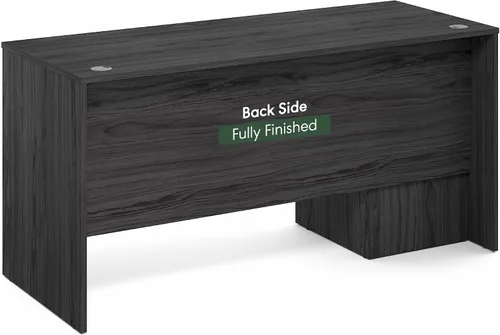 Vista 5 de Furinno Roger 60 Inch Executive Desk with File Cabinet, Home Office Desk with 3-Drawer Fixed Pedestal Filing Cabinet, Desk Cord Grommet, for Home