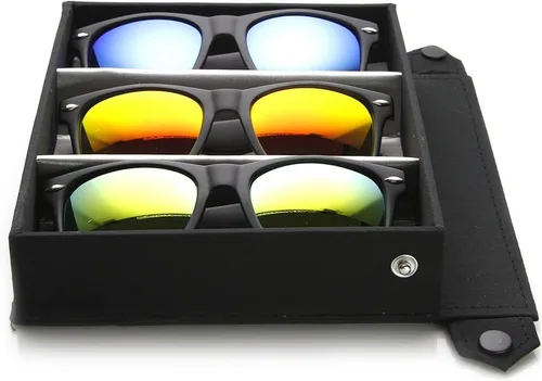 Vista 5 de zeroUV Gafas de sol de estilo con borde de cuernos grandes de la lente del color del flash reflexivo mate plano