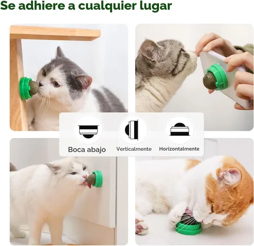 Vista 6 de Potaroma Pelotas de juguetes de hierba gatera, 4 unidades, bola energética extra para gatos, juguetes comestibles de vid plateada para gatos lamen