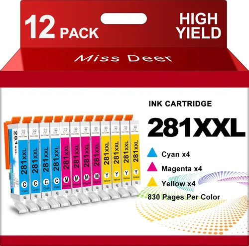 Vista 10 de Miss Deer Cartucho de tinta de repuesto compatible para Canon 280 281 PGI-280XXL CLI-281XXL para Canon Pixma TR8520 TR7520 TS6120 TS6220 TS6320