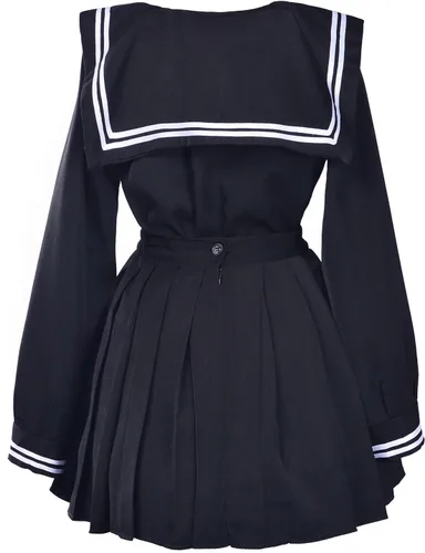 Vista 7 de Clásico uniforme japonés de Escuela, estilo marinero de niñas, conjunto de disfraz de anime cosplay con calcetas