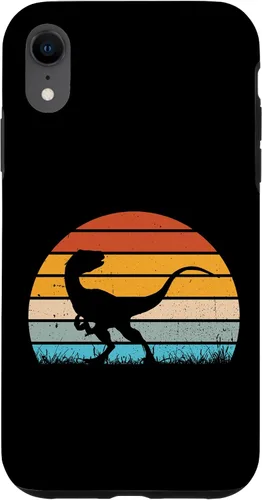 Vista 25 de Retro Sunset Jurassic Velociraptor Dinosaur Case for iPhone 17