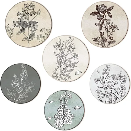 Vista 9 de Barydat 6 Piezas Arte de Pared Boho de Plantas de Madera Decoración de Pared Boho Granja Rústica Colgante de Pared Bohemia para Dormitorio Sala