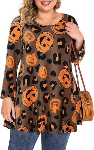 Vista 16 de BELAROI Blusas tipo túnica de manga 3/4 para mujer, talla grande, cómoda para usar con leggings, estilo casual 5-Winered