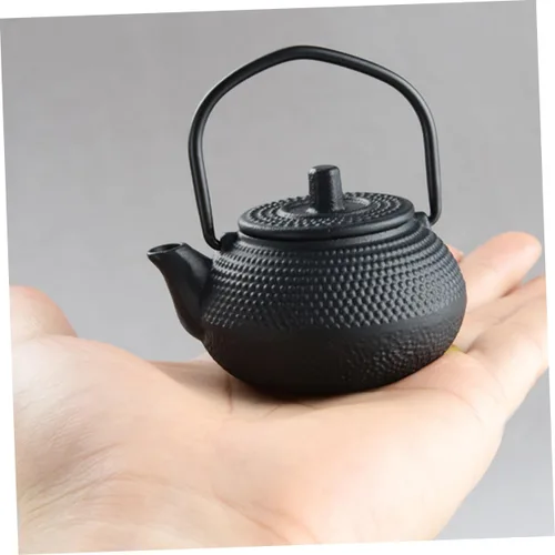 Vista 5 de SHERCHPRY Mini tetera gris hierro fundido tetera decorativa tetera tetera adornada para Tearoom
