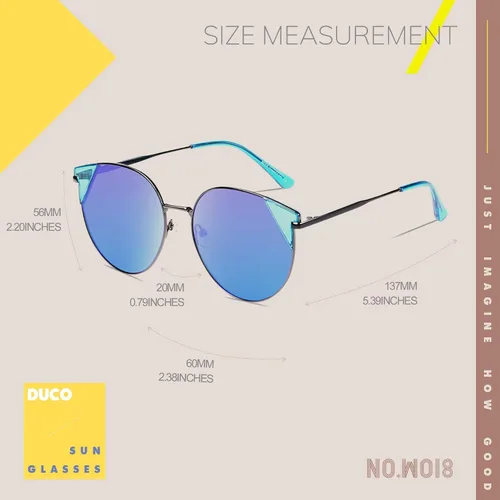 Vista 3 de DUCO Gafas de sol polarizadas clásicas redondas vintage para mujer, protección UV400, negro, gris, W018