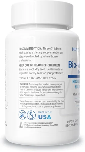 Vista 2 de BIOTICS RESEARCH Bio Multi Plus, multivitamínico y minerales sin hierro 90