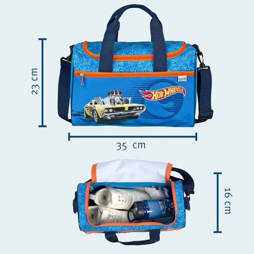Vista 3 de Hot Wheels - Bolsa deportiva para niños, 10 L, bolsa de viaje pequeña y bolsa para niños con correa de hombro extraíble y ajustable, diseño de autos