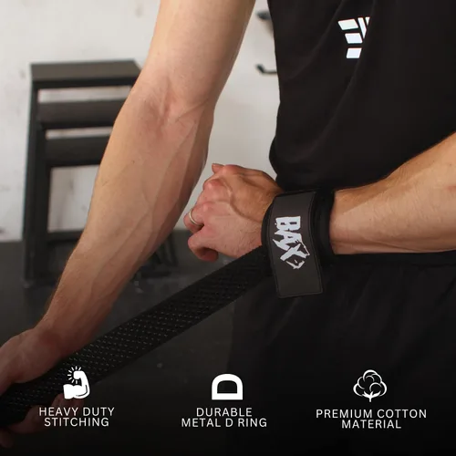 Vista 5 de Ekkovision Correas de levantamiento de pesas con anillo en D con puños, soporte de muñeca para hombres, correas de elevación gruesas y cómodas