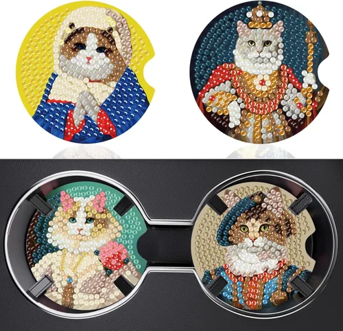 Vista 10 de Puraikcmi Juego de 8 posavasos de pintura de diamante, posavasos de arte de diamantes con soporte, manualidades de bricolaje, kits de arte