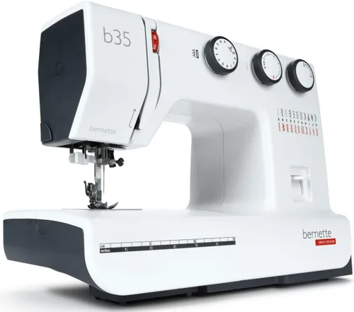 Vista 2 de Bernette Máquina de coser B35 de diseño suizo con 23 puntadas, 7 pies prensatelas, ojal automático, acolchado, construcción resistente, luz LED