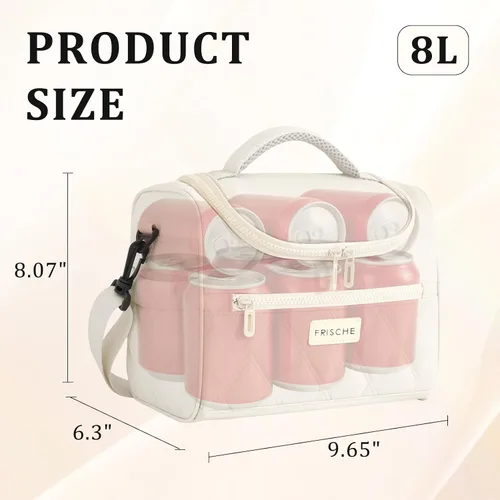 Vista 2 de Bolsa de almuerzo para mujer, suave y ligera, lonchera aislada a prueba de fugas con correas, lonchera térmica reutilizable para almuerzo