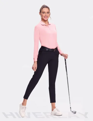 Vista 6 de Hiverlay Polo Shirts for Women Golf Shirts UPF 50 Long Sleeve Shirt Collared