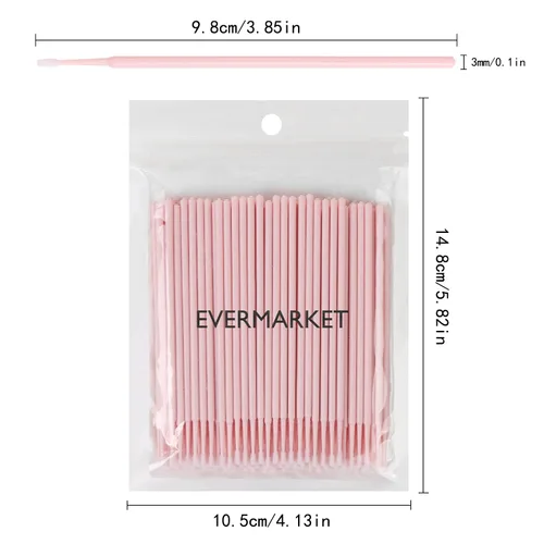 Vista 2 de EVERMARKET Micro hisopos para extensiones de pestañas, 200 microaplicadores desechables para maquillaje, microswabs de 0.079 pulgadas