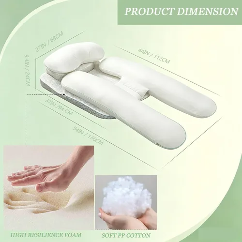 Vista 3 de Almohada de cuerpo completo para dormir de lado, almohada de cuña 3 en 1 en Blanco