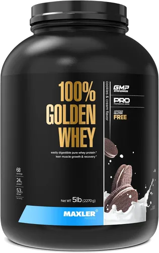 Vista 31 de Maxler Proteína de suero de leche 100% dorada, 0.94 onzas de proteína por porción, proteína de suero en polvo para antes del entrenamiento