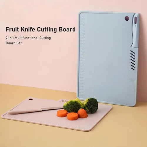 Vista 2 de Plplaaoo Mini tablas de cortar para cocina Tabla de cortar de plástico con agujero para colgar cuchillos Juego de tablas de cortar