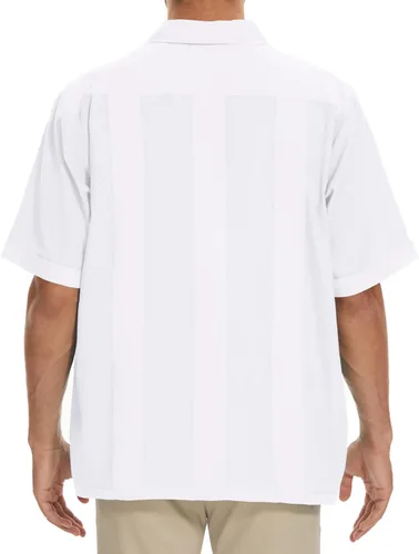 Vista 3 de MAXJON Camisas de guayabera para hombre, camisas cubanas de manga corta