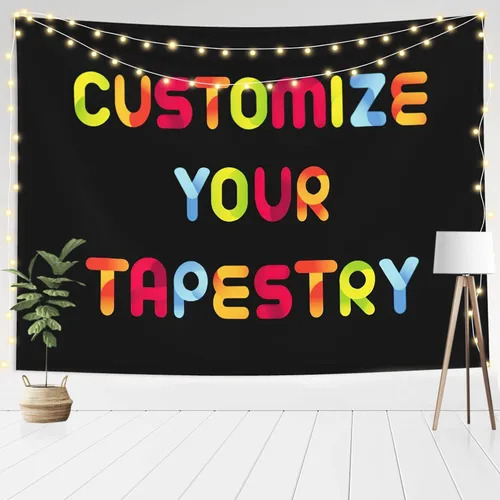 Vista 11 de Tapiz personalizado para cargar imágenes, diseño personalizado con foto/logotipo/texto, para colgar en la pared para bodas, festivales, cumpleaños
