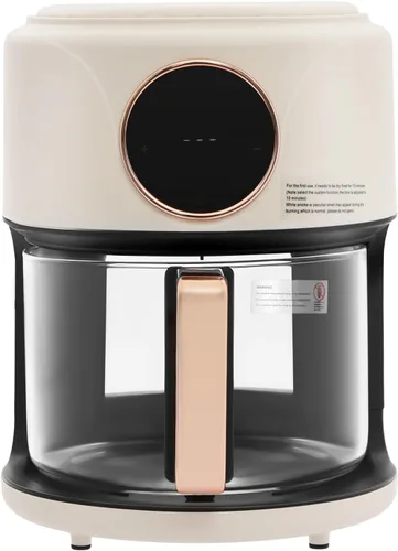 Vista 2 de Freidora de aire, cuenco digital ClearCook de 4.44 cuartos de galón con ventana visible, parrilla de acero inoxidable, cesta antiadherente y apta