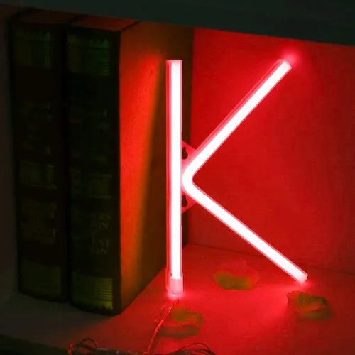 Vista 4 de Letras de luces de neón, luces LED de neón, luces de neón decorativas de pared, luz de noche para dormitorio de niños, funciona con pilas, funciona