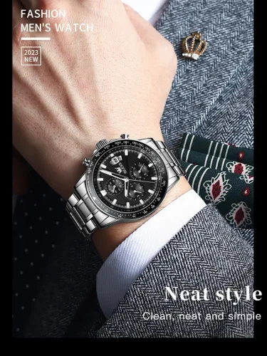 Vista 5 de OLEVS Watch for Men, Fashion Business Dress Mens Watches, Luminous Date Stainless Steel Waterproof Analog Two Tone Casual Quartz Wristwatch