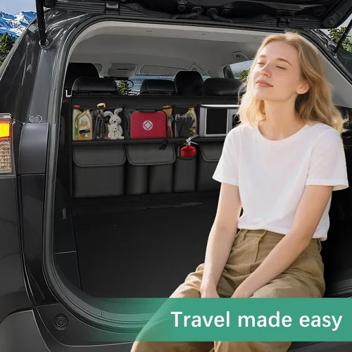 Vista 8 de Organizador colgante para maletero de automóvil, apto para Toyota RAV4, plegable, de gran capacidad, 41.3 x 20 pulgadas, organizador de maletero