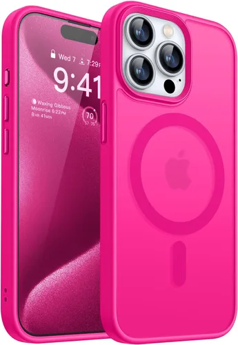 Vista 21 de CANSHN Funda magnética transparente compatible con iPhone 15 Pro [Compatible con Magsafe] [No amarillea] Funda protectora delgada y fina a prueba