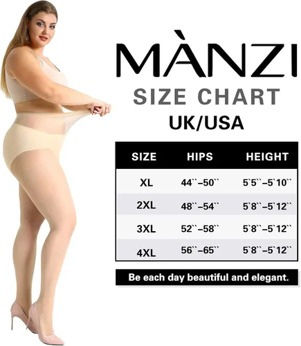 Vista 7 de MANZI 2 pares de medias de control de talla grande para mujer, manguera de bragas ultrasuaves