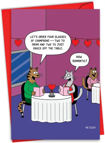 Vista 13 de NobleWorks Tarjeta de felicitación del día de San Valentín con sobre de 5 x 7 pulgadas para hombres, mujeres y parejas (1 tarjeta) caja de gato