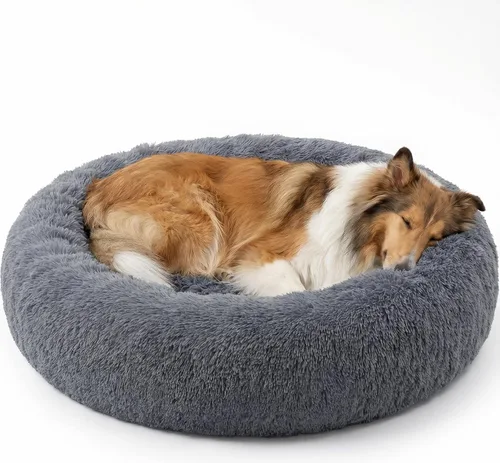 Vista 25 de SAVFOX Camas de felpa calmantes para perros, cama de perro dona para perros pequeños, medianos, grandes y extragrandes, cama cómoda para perros