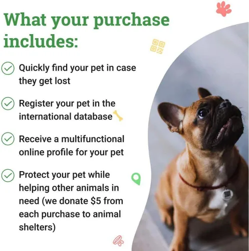 Vista 4 de Etiqueta de identificación de mascotas para perros y gatos con pasaporte QR, sistema de búsqueda global de mascotas perdidas, etiqueta