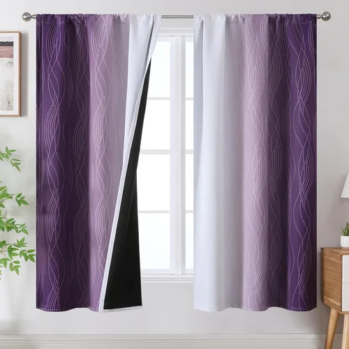 Vista 72 de Estelar Textiler Cortinas oscurecedoras beige y blanco grisáceo de 45 pulgadas de largo, cortinas graduadas con bloqueo de luz para baño, cortinas