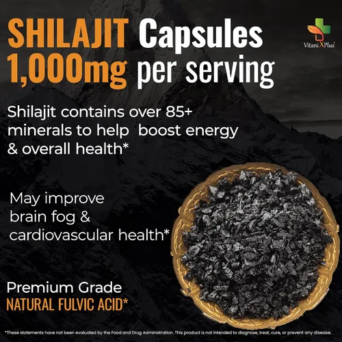 Vista 4 de Cápsulas Pure Shilajit – Shilajit orgánico para hombres y mujeres con Tongkat Ali, Ashwagandha, musgo marino irlandés, magnesio, zinc, PQQ, extracto