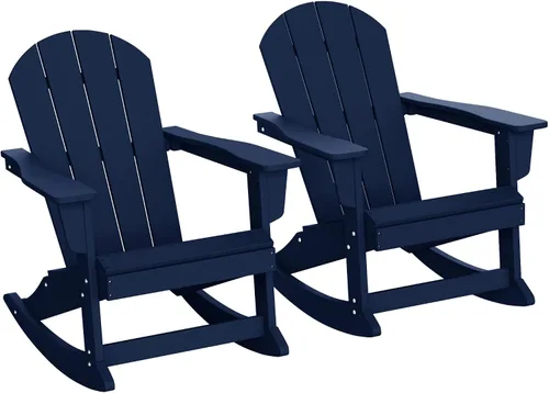 Vista 210 de WestinTrends Silla mecedora Malibu de poliéster para exterior/patio Adirondack, Negra