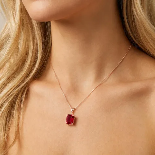 Vista 5 de Galaxy Gold GG 14K Solid Gold Pendant Necklace with Genuine Natural Ruby - July Birthstone, Stone of Passion & Protection, 14-24 Inch, Fine Jewelry