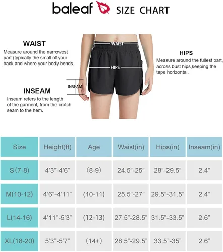 Vista 7 de BALEAF Pantalones cortos atléticos de baloncesto para niñas con forro para niños, tenis, correr, entrenamiento, animación, pantalones cortos