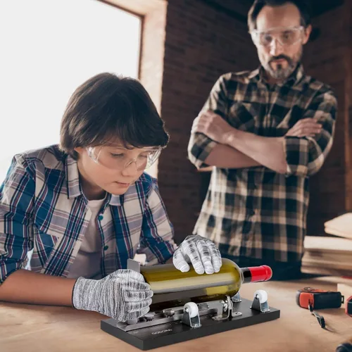 Vista 3 de Cortador de botellas de vidrio, kit de bricolaje con base de madera Botella cortadora de vidrio