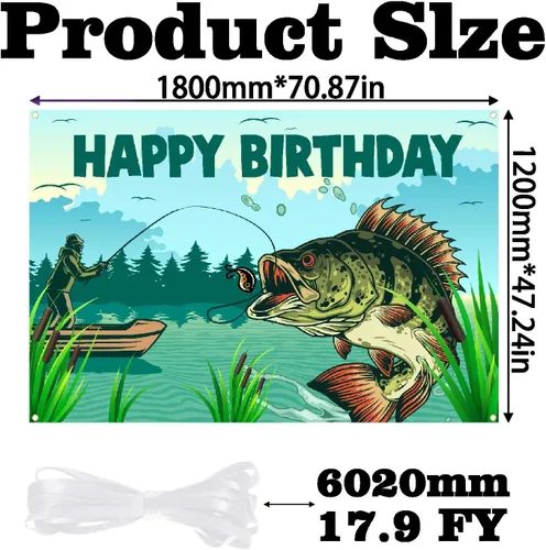 Vista 5 de Cartel de fondo con boca de pez de hombre de pesca, diseño de amor ido a la pesca, decoración de pescador para jubilación, baby shower, fiesta