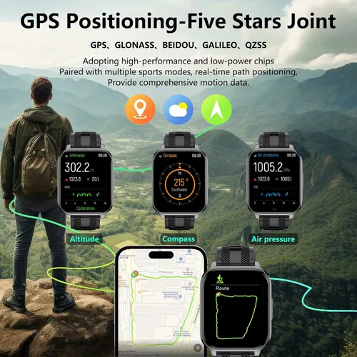 Vista 3 de Reloj Inteligente con Funciones de IA Seguimiento GPS para Teléfonos Android e iPhone Compatible Llamada Bluetooth Alerta de Mensaje Frecuencia