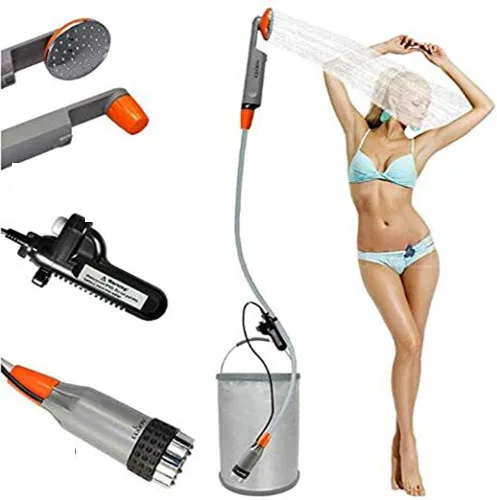 Vista 9 de 2019 Ducha portátil para campamento, bomba de ducha compacta con batería recargable USB desmontable, cabezal de ducha de mano al aire libre