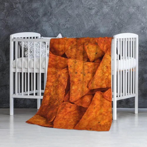 Vista 5 de Manta de chips Nachos para otoño, invierno, primavera, todas las estaciones, cálida y mullida de 40 x 30 pulgadas, para mascotas, microfelpa Chips