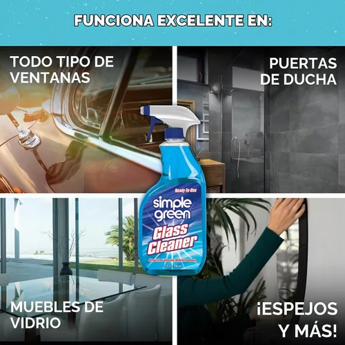 Vista 4 de SIMPLE GREEN Listo para usar Limpiador de Vidrios, 32 onzas., Azul