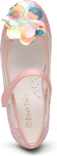 Vista 5 de DREAM PAIRS Zapatos de vestir para niñas con purpurina para boda, fiesta, flores, princesa, zapatos de tacón bajo