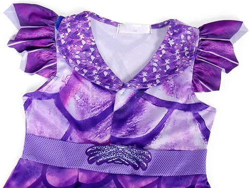 Vista 4 de AmzBarley Disfraz de Mal para niñas, fiesta de Halloween, cosplay, disfraz, juego de rol de dragón, vestido de manga con aleteo para niños de 3 a 10