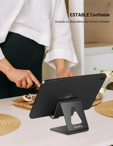 Vista 2 de Aoviho Soporte de teléfono celular para escritorio, soporte de teléfono de Negro
