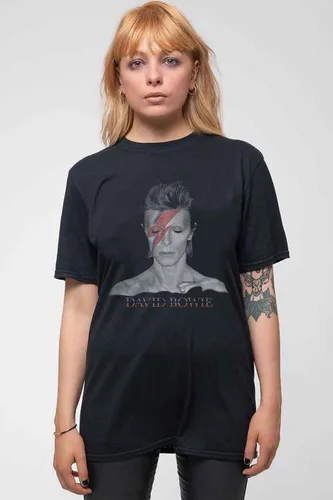 Vista 5 de David Bowie T Shirt Aladdin Sane Profile Contrast Logo Official Mens Black