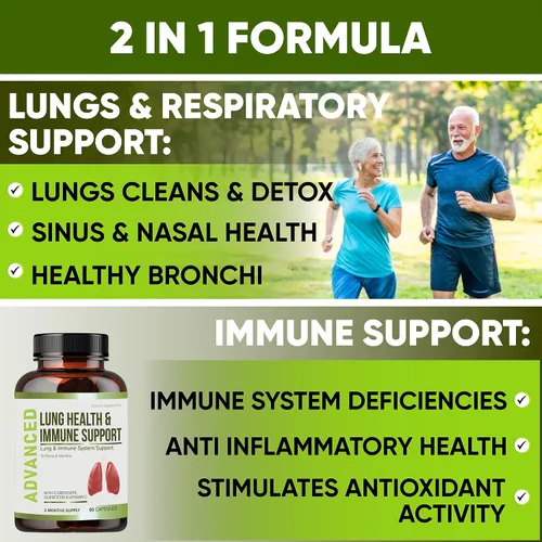 Vista 3 de Suplemento de apoyo inmunológico y salud pulmonar – Limpieza y desintoxicación pulmonar con vitaminas inmunitarias para mejores pulmones, defensa
