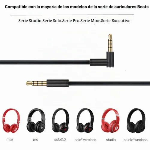 Vista 2 de cipher Cable de audio de repuesto, compatible con auriculares Beats, modelos Studio Solo Pro Detox Mixr Executive Pill, con micrófono y control