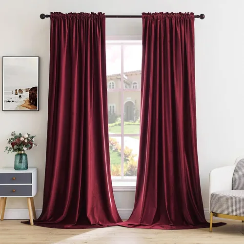 Vista 25 de MIULEE - Juego de 2 paneles de cortinas negro opacas y térmicas de terciopelo para la sala de estar y dormitorio, con bolsillo para cortinero, de 63